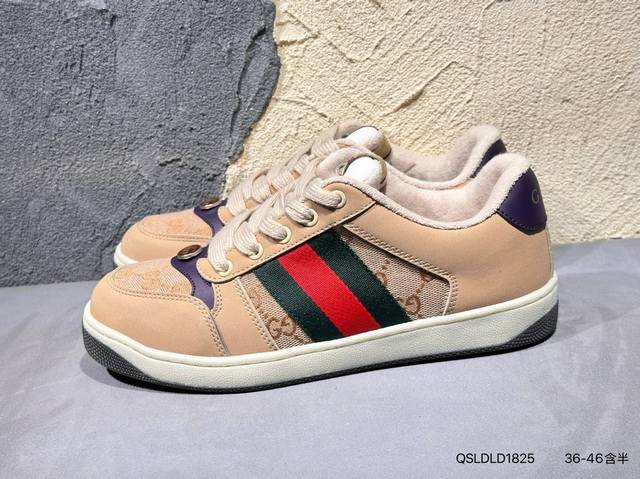 Gucci Distressed Screener Sneaker古驰经典小脏鞋原型复古百搭做旧老爹板鞋 复古学院风 546551 Qsldld1825