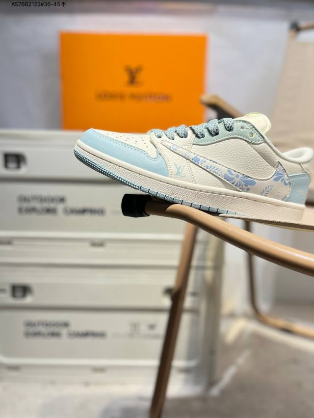 公司级头层皮Lv X 乔丹Air Jordan 1 Low Aj1低帮系列篮球鞋 官方同步配色 原装级产物 #拒绝公底 立体鞋型 细节完美 高清洁度Xs7089