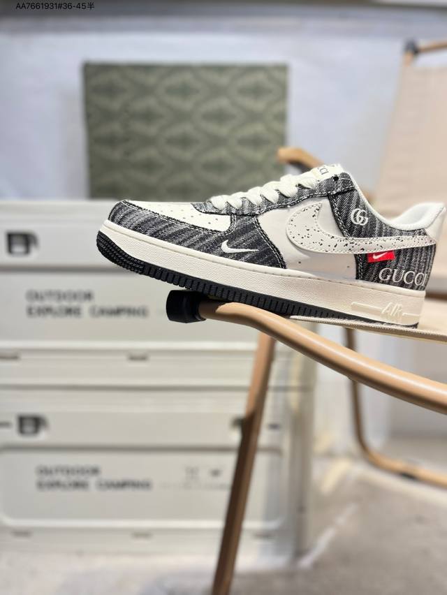 古驰 X Nk Air Force 1'07 Low 空军一号低帮休闲板鞋 #定制皮料 原楦原纸板 纯正空军版型 高清洁度 内置全掌气垫Hs8068 Aa766