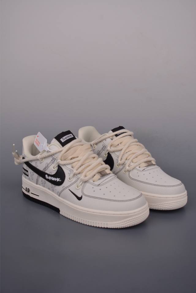 Nike Air Force 1 Low Supreme联名 原楦头原纸板 打造纯正空军版型 专注外贸渠道 全掌内置蜂窝气垫 原盒配件 原厂中底钢印、拉帮完美