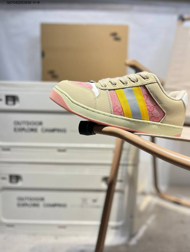 Gucci Distressed Screener Sneaker古驰经典小脏鞋原型复古百搭老爹板鞋 复古学院风546551 Qs7042552#36-41半