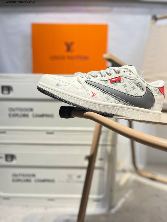 公司级头层皮Lv X 乔丹Air Jordan 1 Low Aj1低帮系列篮球鞋 官方同步配色 原装级产物 #拒绝公底 立体鞋型 细节完美 高清洁度Yx5066