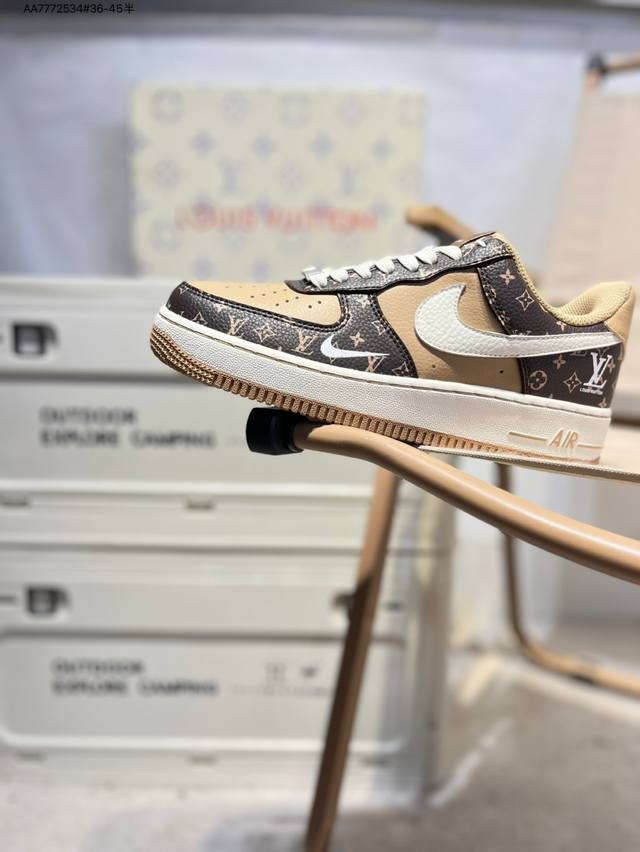 Lv X Nk Air Force 1'07 Low 空军一号低帮休闲板鞋 #定制皮料 原楦原纸板 纯正空军版型 高清洁度 内置全掌气垫Lw9279 Aa777