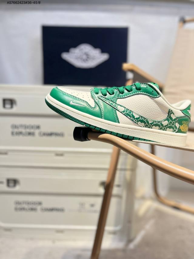 公司级头层皮古驰 X 乔丹Air Jordan 1 Low Aj1低帮系列篮球鞋 官方同步配色 原装级产物 #拒绝公底 立体鞋型 细节完美 高清洁度Ld2025