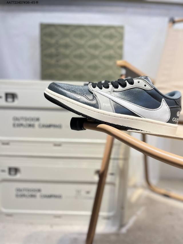 公司级头层皮古驰X 乔丹Air Jordan 1 Low Aj1低帮系列篮球鞋 官方同步配色 原装级产物 #拒绝公底 立体鞋型 细节完美 高清洁度Xd0798