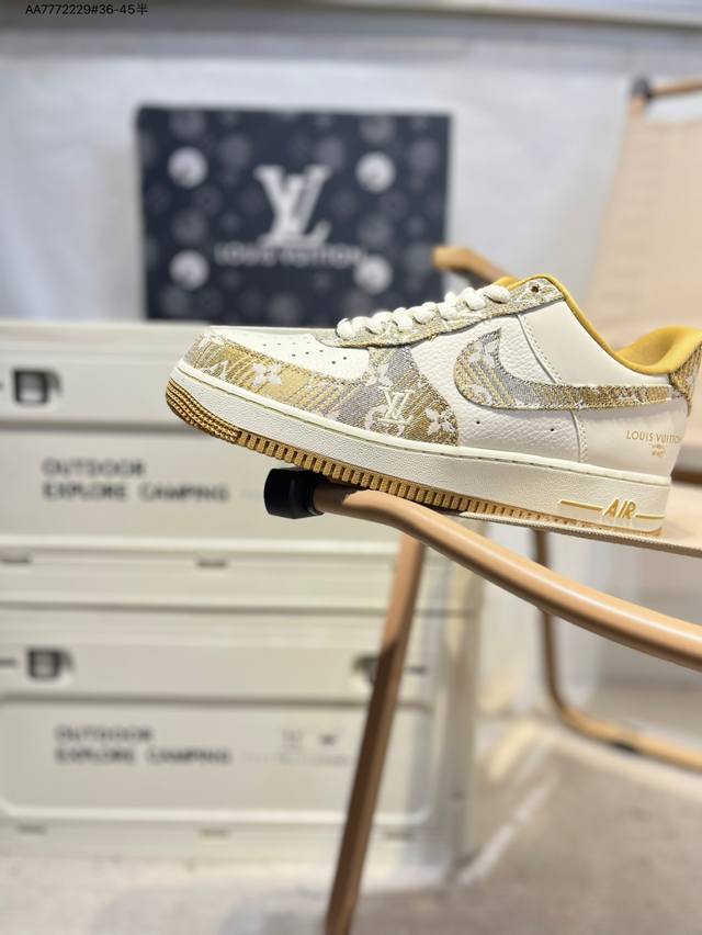 Lv X Nk Air Force 1'07 Low 空军一号低帮休闲板鞋 #定制皮料 原楦原纸板 纯正空军版型 高清洁度 内置全掌气垫Sc9207 Aa777