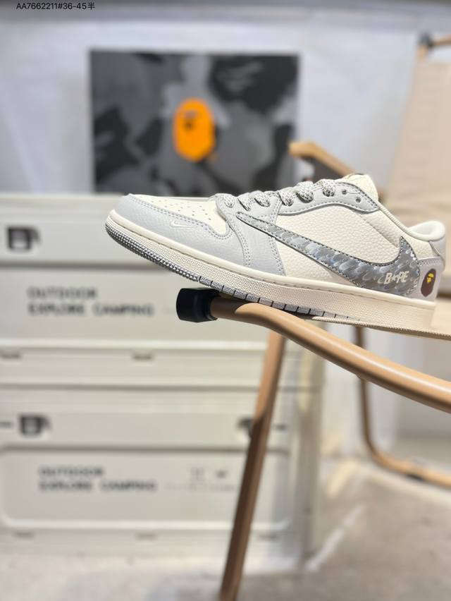 公司级头层皮猿人头X 乔丹Air Jordan 1 Low Aj1低帮系列篮球鞋 官方同步配色 原装级产物 #拒绝公底 立体鞋型 细节完美 高清洁度Hs8068