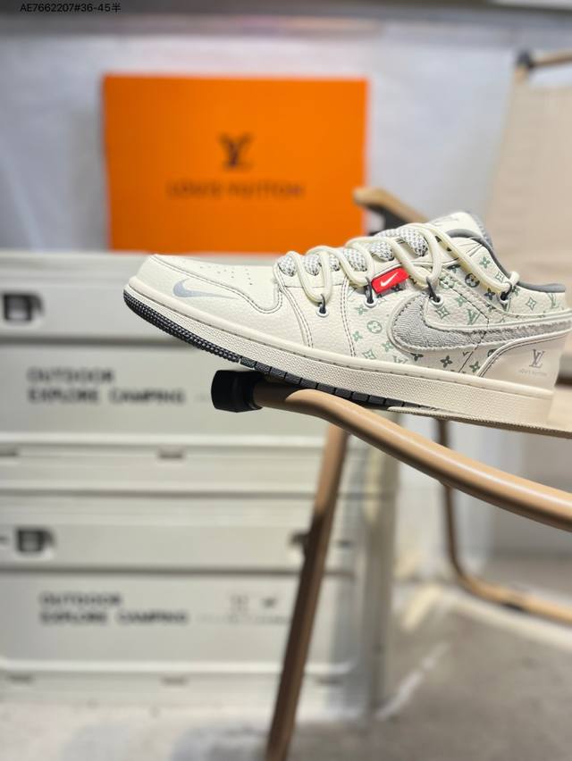 公司级头层皮Lv X 乔丹Air Jordan 1 Low Aj1低帮系列篮球鞋 官方同步配色 原装级产物 #拒绝公底 立体鞋型 细节完美 高清洁度Yx5066