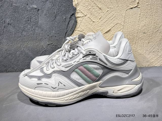 Gucci Distressed Screener Sneaker古驰经典小脏鞋原型复古百搭做旧老爹板鞋 复古学院风 814040 Esldzc2117