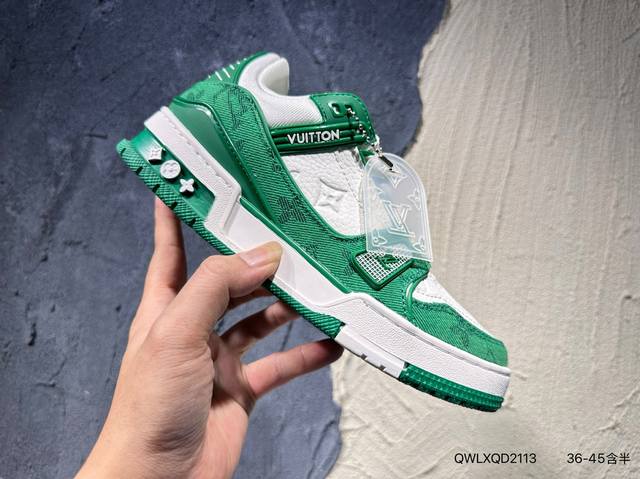 新品上市实拍 全新Lv路易威登Louis Vuitton Trainer Sneaker Low休闲运动文化百搭篮球板鞋Qwlxqd2113