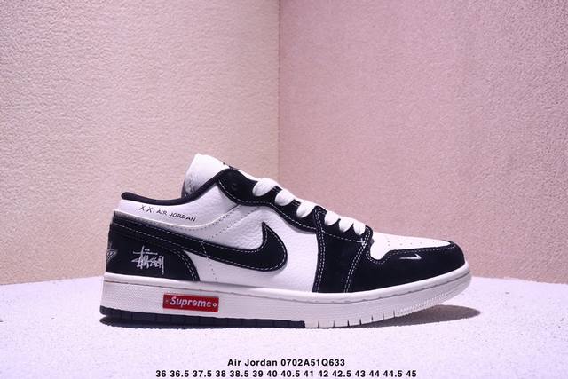 Nike Jordan Air Jordan 1高端定制 低帮 复古 减震 防滑 耐磨 篮球鞋 定制鞋盒 大厂纯原品质出货 超高清洁度 皮料切割干净无任何毛边