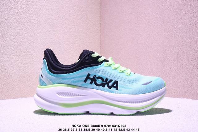 公司级Hoka One One Bondi 9 复古舒适防滑耐磨 低帮 山地户外跑步鞋 货号:1162011 尺码:36 36.5 37.5 38 38.5 3