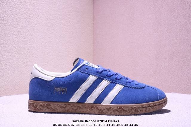 Adidas Originals Gazelle Indoor 三叶草休闲防滑耐磨低帮板鞋 鞋头出色设计 塑就出众贴合感 稳固的后跟贴合足部曲线设计 软弹舒适