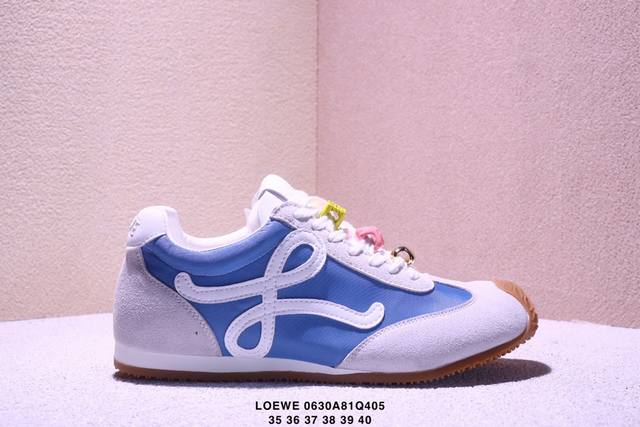 真标Loewe罗意威 Ballet Runner 小牛皮 圆头系带 低帮 生活休闲鞋 尺码:35-40 Xm0630Q405