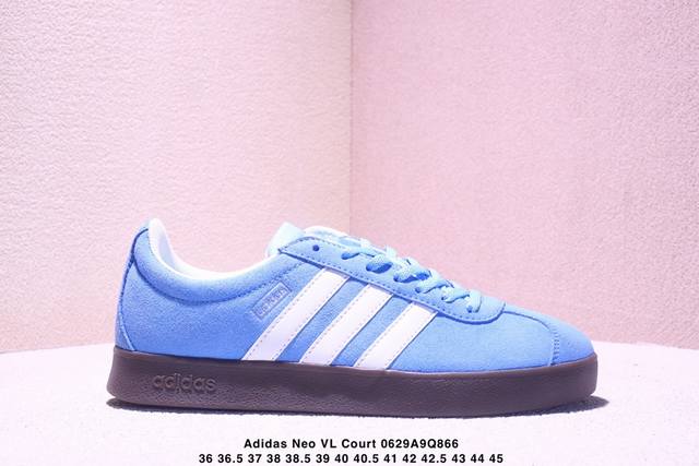 Adidas Neo Vl Court 2.0 百搭单品 绒面麂皮防滑耐磨轻便低帮板鞋 整双鞋以传统的低帮呈现的清新造型 鞋头优先头层反毛皮 包裹保证优秀质感的
