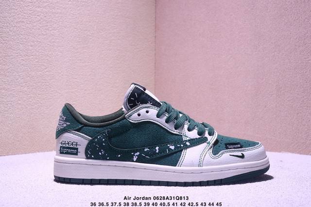 公司级Nike Air Jordan 1 X Travis Scott Aj1倒勾 乔一倒钩 ‘Diy’定制 耐克 低帮文化篮球鞋 完美品质出货 细节如图所示