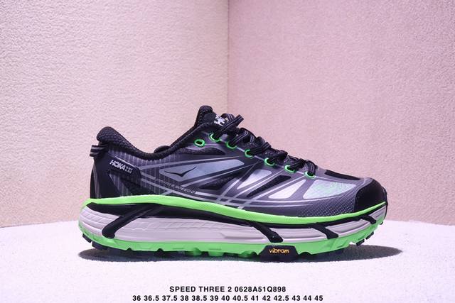 公司级Hoka Mafate Speed Three 2玛法特 超轻厚底轻量山地跑步鞋 滚动平衡科技和适度的脚后跟倾斜角度 可平稳步伐体验和柔软的脚感 鞋面采用