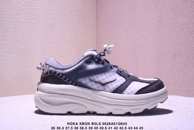 高品质 原材料开发 Hoka Xbon B3Ls 邦代 鞋头采用牛皮革材质 网面是Mono 纱材质 ，里面是蜂窝煤透气网眼定型。后跟设计采用皮革双缝线 ，Hok