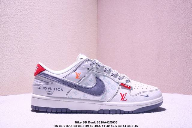Nike Sb Dunk Low“Lv联名 经典灰白” 周年高端定制 低帮休闲板鞋 3M反光 夜光效果 定制鞋盒 大厂纯原品质出货 超高清洁度 皮料切割干净无任