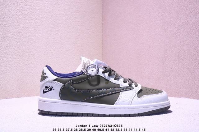 高端定制 Stussy X Jordan 1 Low 倒勾低帮休闲版本 原厂全头层皮 大厂纯原品质出货 纯正版型 定制鞋盒 皮料切割干净无任何毛边 细节完美 超