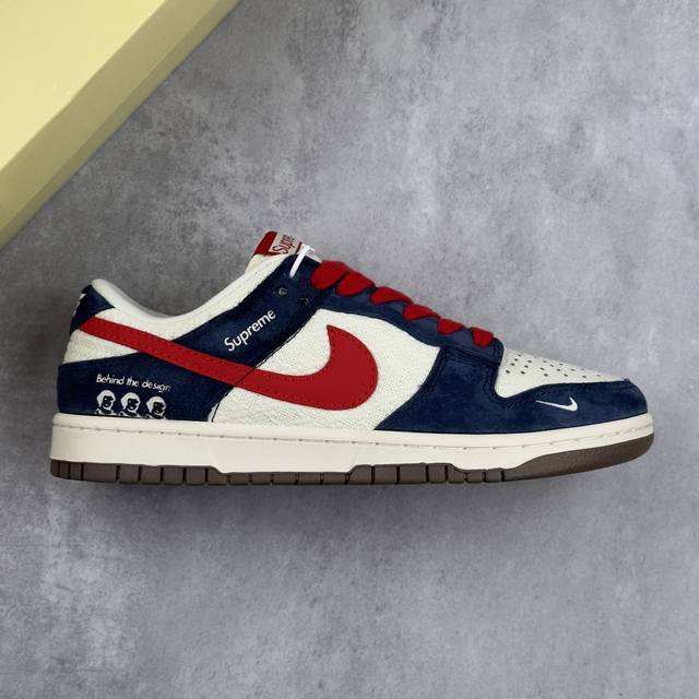 本地 核心私 Nike Sb Dunk Low “Supreme联名---帆布白蓝红钩”高端定制 低帮休闲板鞋 定制鞋盒 大厂纯原品质出货 超高清洁度 皮料切割