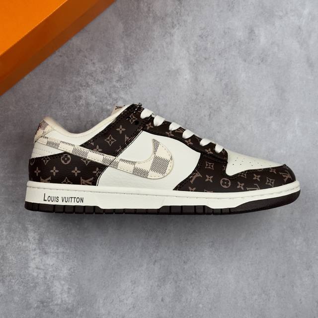 本地 核心私 Nk Sb Dunk Low Lv联名-棋盘格棕白勾 周年高端定制 低帮休闲板鞋 #定制鞋盒 大厂纯原品质出货 超高清洁度 皮料切割干净无任何毛边