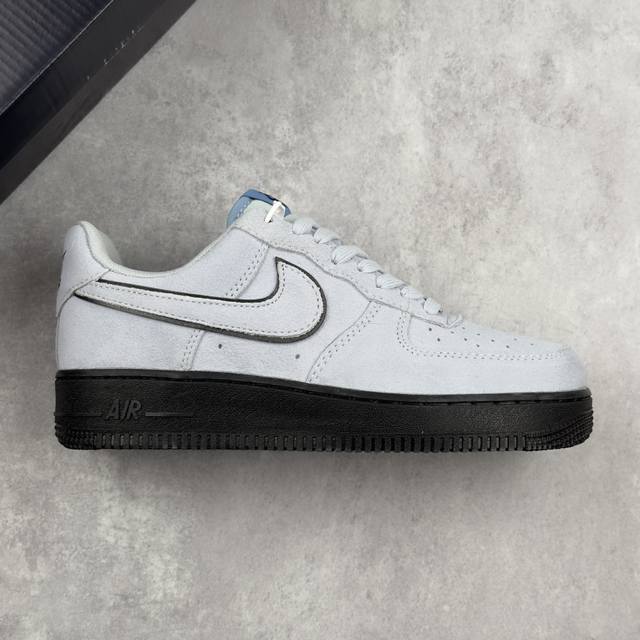 本地 核心私 耐克Nike Air Force 1 Low空军一号低帮经典百搭休闲运动板鞋“翻毛浅蓝黑底” 男女鞋真标半码制#升级原楦原纸版数据开发版型#采用翻