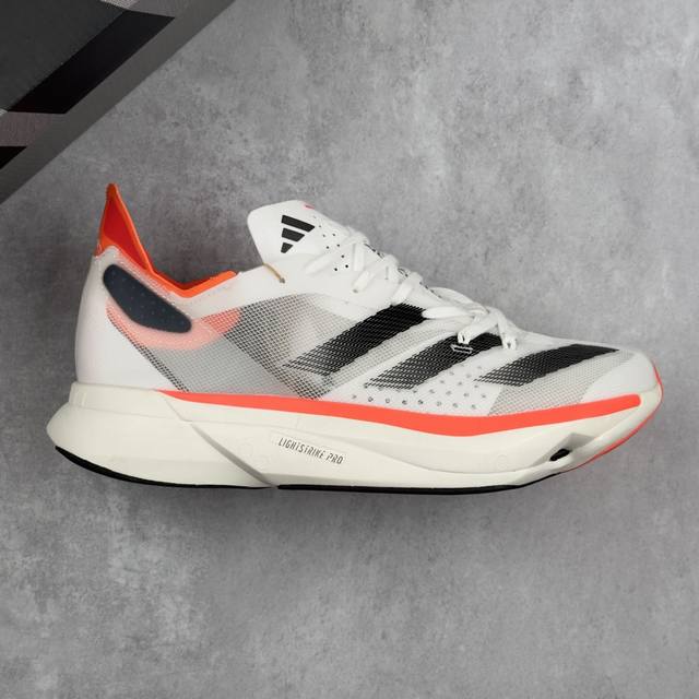 本地 核心私 公司级Adidas Adizero Adios Pro 3 W马拉松飞线贾卡轻质透气休闲运动跑步鞋 采用双层透气网纱 Flywire动态飞线绑缚鞋