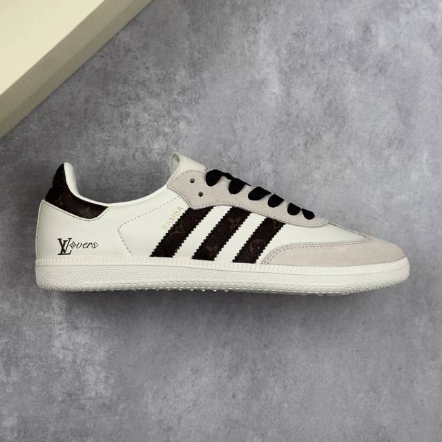 本地 核心私 Louis Vuitton X Adidas Original Samba Og 路易威登Lv X 阿迪达斯 低帮 联名灰白棕 桑巴防滑耐磨轻便板