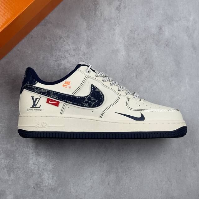 本地 核心私 Nike Air Force 1'07 Low Lv联名 黑线蓝牛仔 空军一号低帮休闲板鞋 #原楦头原纸板 原装鞋盒 定制五金配件 内置全掌气垫