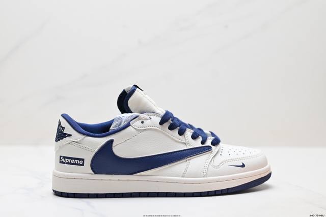 公司级Nike Air Jordan 1 X Travis Scott Aj1倒勾 乔一倒钩 ‘Diy’定制 耐克 低帮文化篮球鞋 完美品质出货 细节如图所示