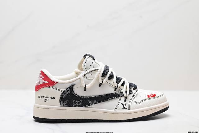 公司级Nike Air Jordan 1 X Travis Scott Aj1倒勾 乔一倒钩 ‘Diy’定制 耐克 低帮文化篮球鞋 完美品质出货 细节如图所示