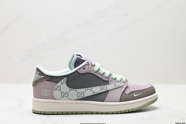 公司级Nike Air Jordan 1 X Travis Scott Aj1倒勾 乔一倒钩 ‘Diy’定制 耐克 低帮文化篮球鞋 完美品质出货 细节如图所示