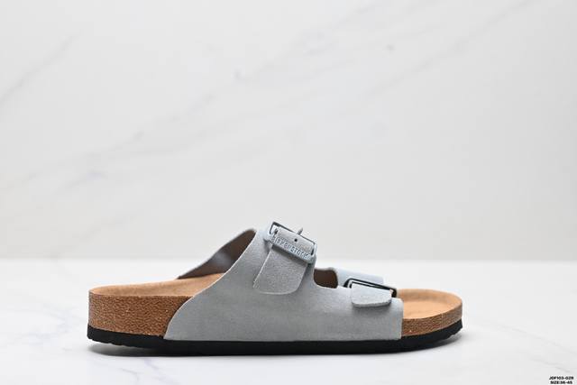 真标Birkenstock勃肯半拖凉鞋系列 克罗心双扣金属扣设计 双杠绑带夏季凉鞋 尺码:36-45 Id:Jdf103-Gzr