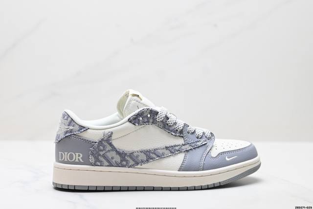 公司级Nike Air Jordan 1 X Travis Scott Aj1倒勾 乔一倒钩 ‘Diy’定制 耐克 低帮文化篮球鞋 完美品质出货 细节如图所示