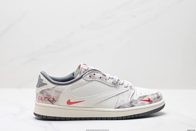 公司级Nike Air Jordan 1 X Travis Scott Aj1倒勾 乔一倒钩 ‘Diy’定制 耐克 低帮文化篮球鞋 完美品质出货 细节如图所示