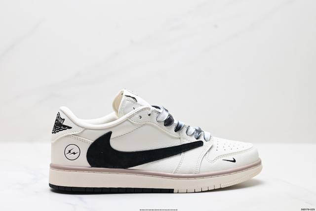 福利 公司级Nike Air Jordan 1 X Travis Scott Aj1倒勾 乔一倒钩 ‘Diy’定制 耐克 低帮文化篮球鞋 完美品质出货 细节如图