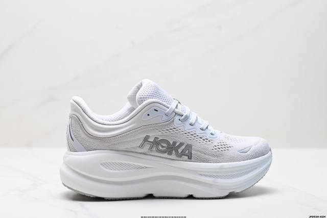 公司级Hoka One One Bondi 9 复古舒适防滑耐磨 低帮 山地户外跑步鞋 货号:1162012 尺码:36 36.5 37.5 38 38.5 3
