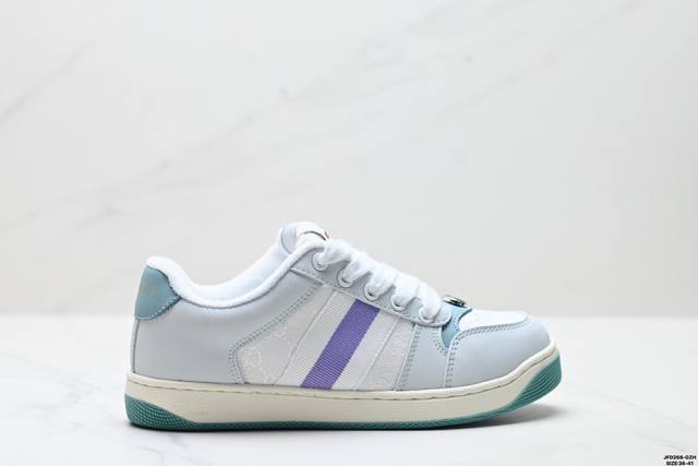 公司级Gucci Distressed Screener Sneaker 古驰小脏鞋系列 官方同步 绿盒版本 海淘代购指定专供经典原型复古百搭做旧小脏板鞋复古学