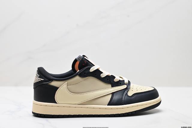 公司级Nike Air Jordan 1 X Travis Scott Aj1倒勾 乔一倒钩 耐克 低帮文化篮球鞋 完美品质出货 细节如图所示 鞋面切割工整 冲