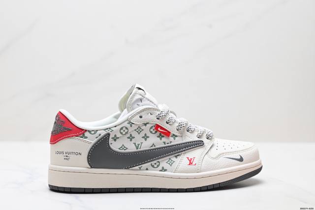 公司级Nike Air Jordan 1 X Travis Scott Aj1倒勾 乔一倒钩 ‘Diy’定制 耐克 低帮文化篮球鞋 完美品质出货 细节如图所示
