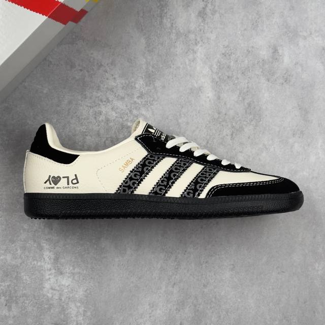 本地 核心私 Cdg Play X Adidas Original Samba Og 川久保玲 X 阿迪达斯 低帮 联名黑白色 桑巴防滑耐磨轻便板鞋 鞋身整体采