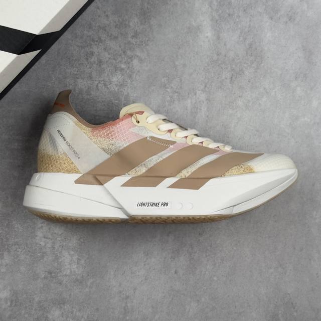 本地 核心私 公司级全掌碳柱Adidas Adizero Adios Pro 4 M马拉松飞线贾卡轻质透气休闲运动跑步鞋 采用双层透气网纱 Flywire动态飞
