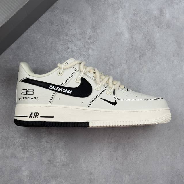 本地 核心私 Nike Air Force 1 '07 Low 巴黎世家联名--- 白黑印花绑带 高端定制 低帮休闲板鞋 定制鞋盒 大厂纯原品质出货 超高清洁度