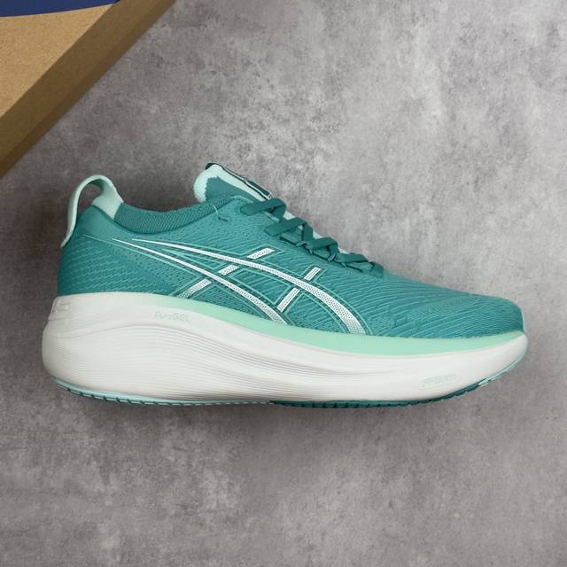 本地 核心私 公司级Asics Gel-Nimbus 27 舒适防滑耐磨低帮休闲跑步鞋 鞋底采用了轻质发泡材料 并在后跟和前掌处采用了Asics亚瑟士核心科技-