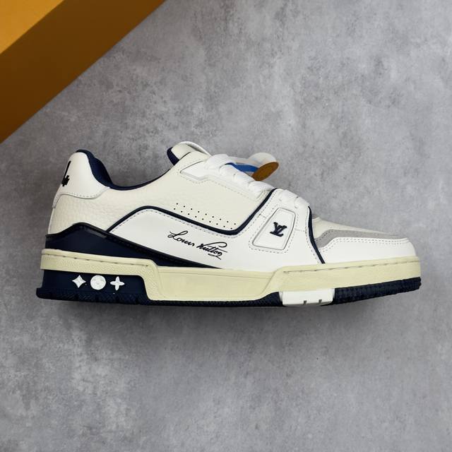 本地 核心私 性价比版 Lv路易威登Louis Vuitton Trainer Sneaker Low 低帮复古休闲运动文化百搭篮球板鞋 男女鞋采用移膜纤维牛剖