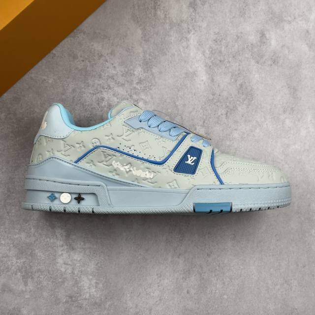 本地 核心私 性价比版 Lv路易威登Louis Vuitton Trainer Sneaker Low 低帮复古休闲运动文化百搭篮球板鞋 男女鞋采用移膜纤维牛剖