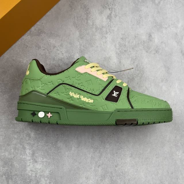 本地 核心私 性价比版 Lv路易威登Louis Vuitton Trainer Sneaker Low 低帮复古休闲运动文化百搭篮球板鞋 男女鞋采用移膜纤维牛剖