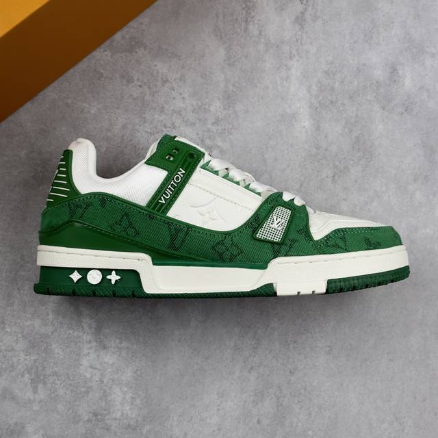本地 核心私 性价比版 Lv路易威登Louis Vuitton Trainer Sneaker Low 低帮复古休闲运动文化百搭篮球板鞋 男女鞋采用移膜纤维牛剖