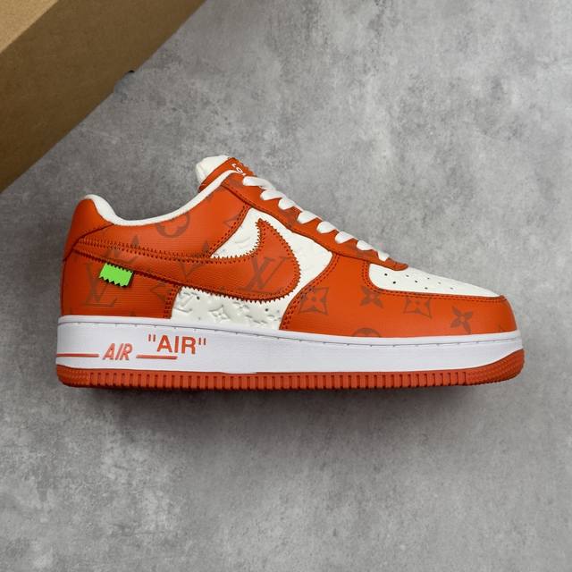 本地 核心私 Nike Air Force 1 '07 Low X Lv Trainer Sneaker 联名 橙白印花钩 空军一号 低帮运动休闲鞋 折边针车